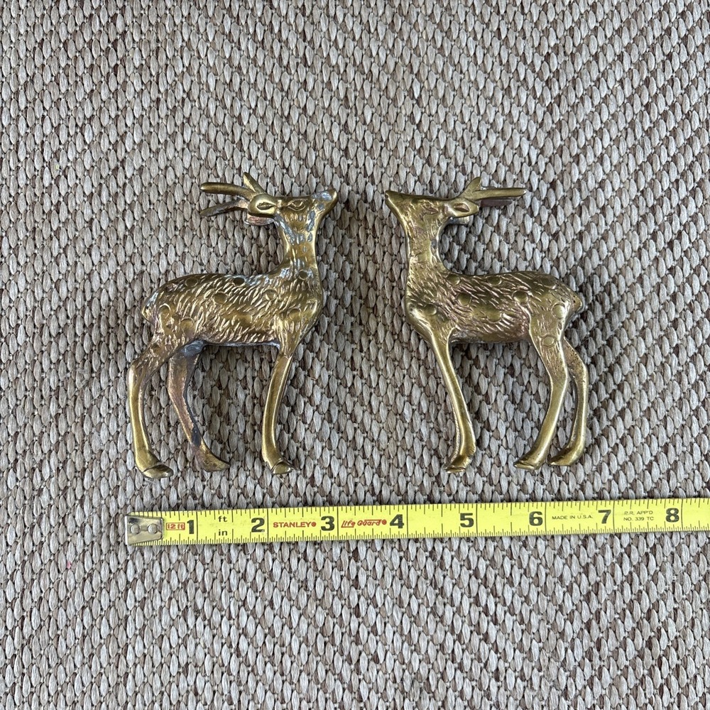 Brass Deer Figures Doe And Buck Figurines Buck Vintage Brass Set - Picture 6 of 7